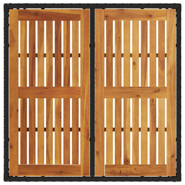 Schwarzer Gartentisch 90x90 cm mit Holzplatte