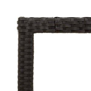 Schwarzer Gartentisch 90x90 cm mit Holzplatte