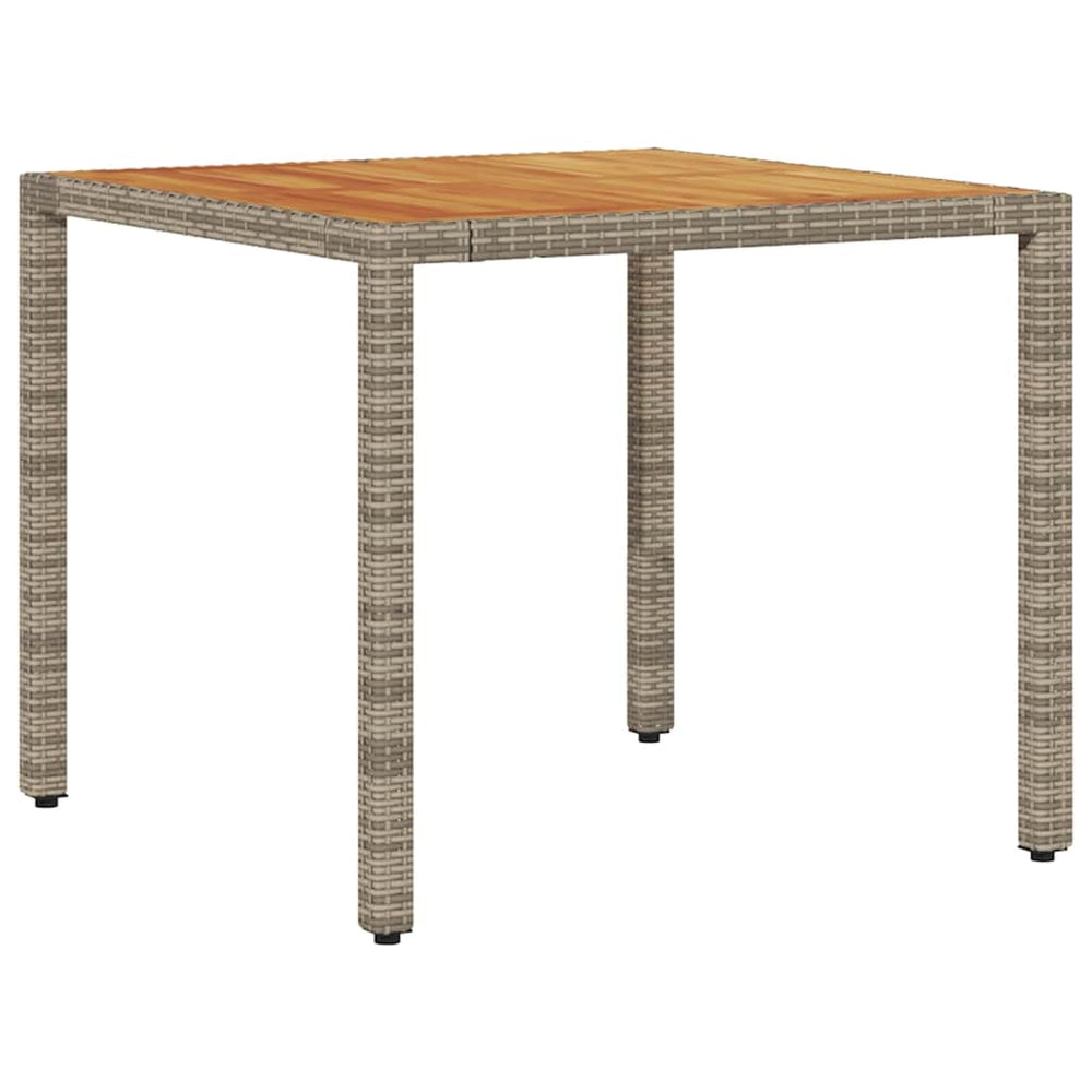 Gartentisch Akazie Grau 90x90 cm Poly Rattan
