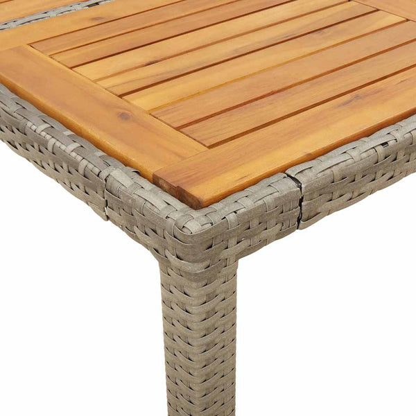 Gartentisch Akazie Grau 90x90 cm Poly Rattan