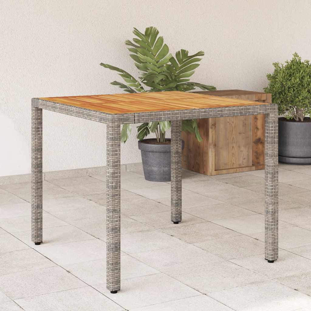 Gartentisch Akazie Grau 90x90 cm Poly Rattan