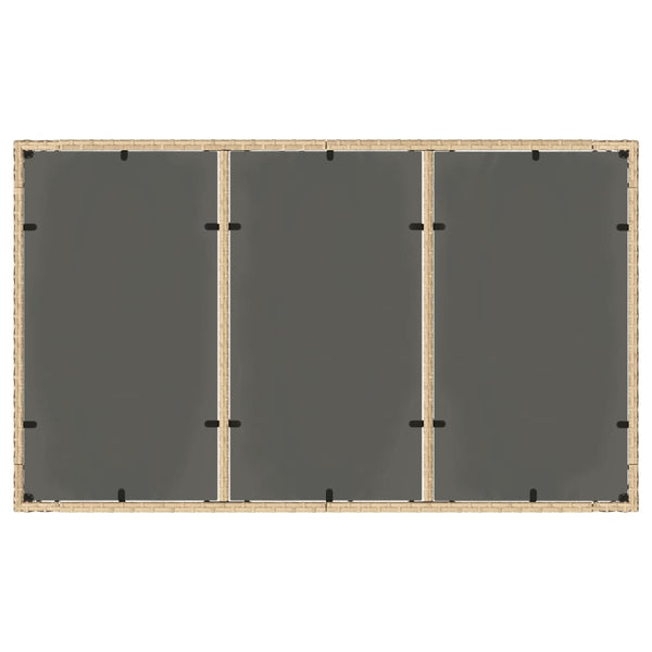 Beiger Gartentisch mit Glasplatte 150x90 cm