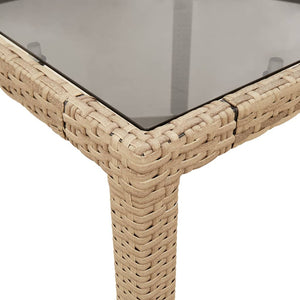 Beiger Gartentisch mit Glasplatte 150x90 cm