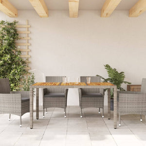 Gartentisch Akazie Grau 150x90cm Poly Rattan