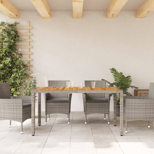 Gartentisch Akazie Grau 150x90cm Poly Rattan