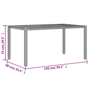 Gartentisch Akazie Grau 150x90cm Poly Rattan