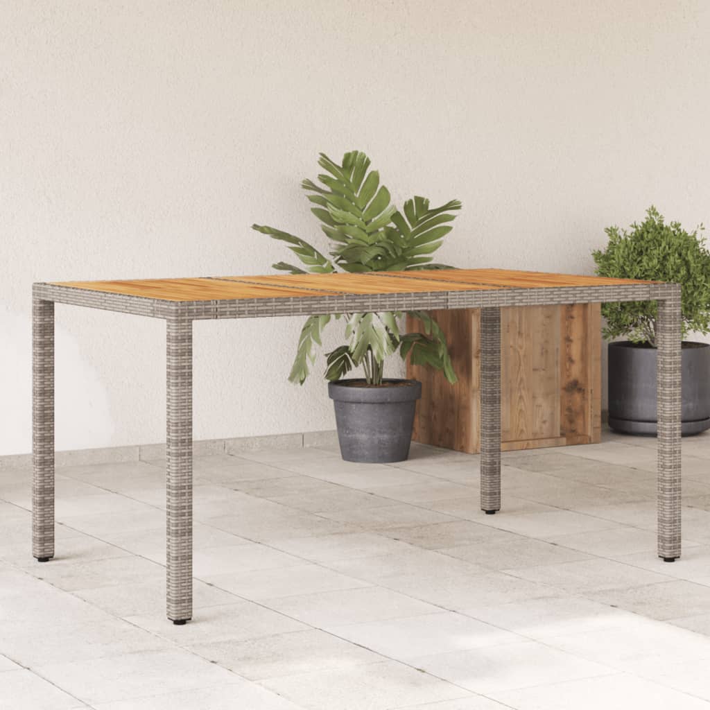 Gartentisch Akazie Grau 150x90cm Poly Rattan