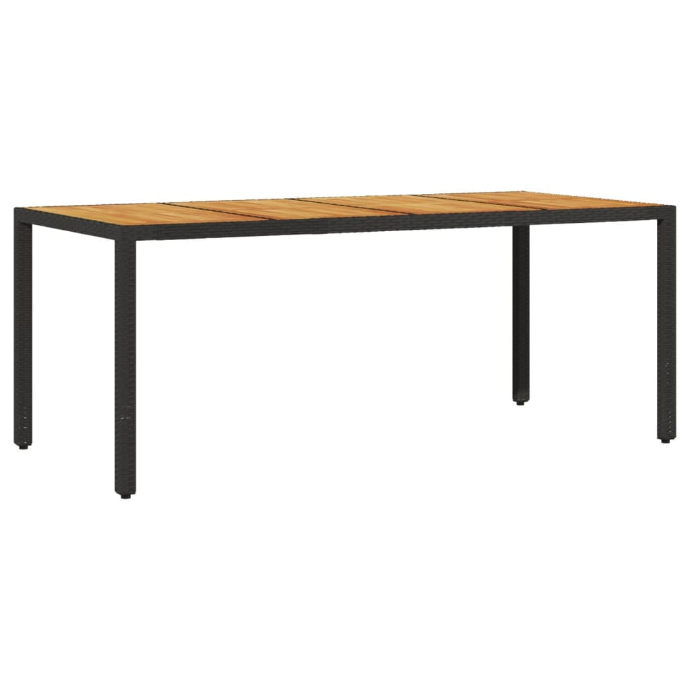 Akazienholz Gartentisch Schwarz Poly Rattan