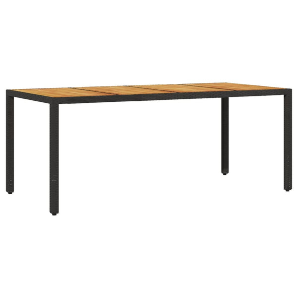 Akazienholz Gartentisch Schwarz Poly Rattan