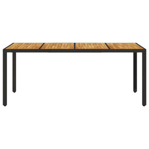 Akazienholz Gartentisch Schwarz Poly Rattan