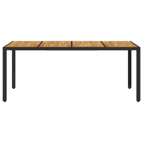 Akazienholz Gartentisch Schwarz Poly Rattan