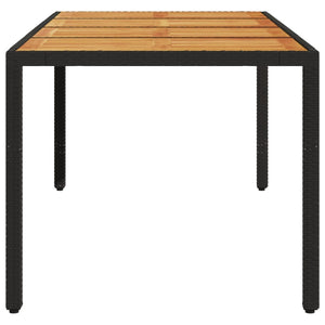 Akazienholz Gartentisch Schwarz Poly Rattan