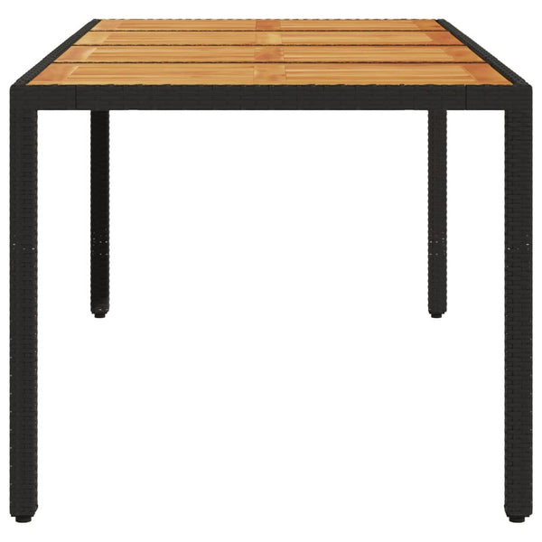Akazienholz Gartentisch Schwarz Poly Rattan