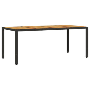 Akazienholz Gartentisch Schwarz Poly Rattan