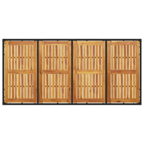 Akazienholz Gartentisch Schwarz Poly Rattan