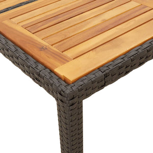 Akazienholz Gartentisch Schwarz Poly Rattan