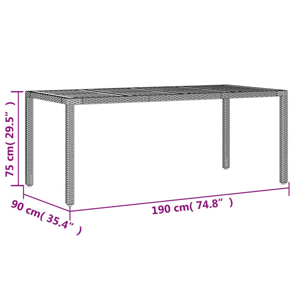 Akazienholz Gartentisch Schwarz Poly Rattan