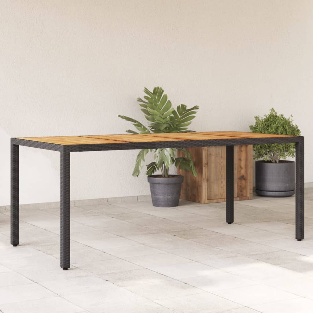 Akazienholz Gartentisch Schwarz Poly Rattan
