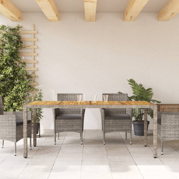 Gartentisch Akazie Grau 190x90cm Poly Rattan