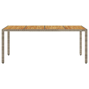 Gartentisch Akazie Grau 190x90cm Poly Rattan