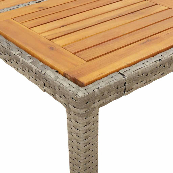 Gartentisch Akazie Grau 190x90cm Poly Rattan