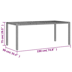 Gartentisch Akazie Grau 190x90cm Poly Rattan