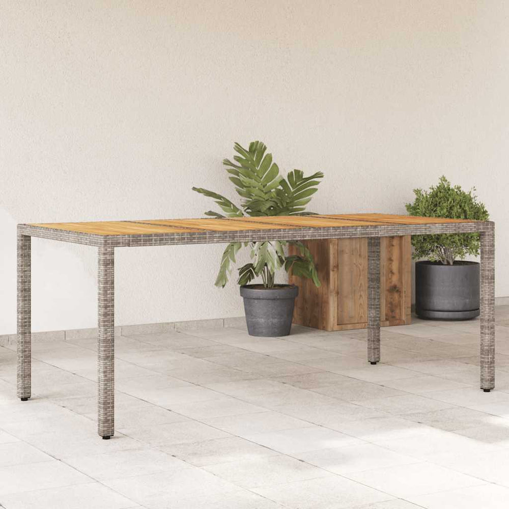 Gartentisch Akazie Grau 190x90cm Poly Rattan