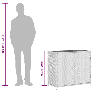 Gartenschrank Schwarz Poly Rattan 83x76cm