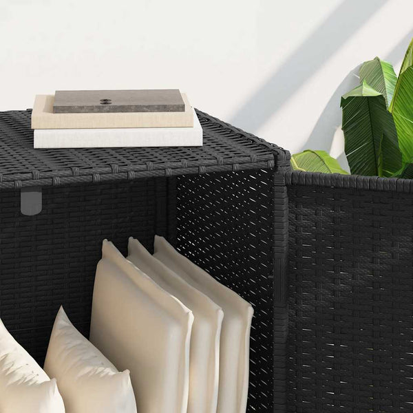 Gartenschrank Schwarz Poly Rattan 83x76cm