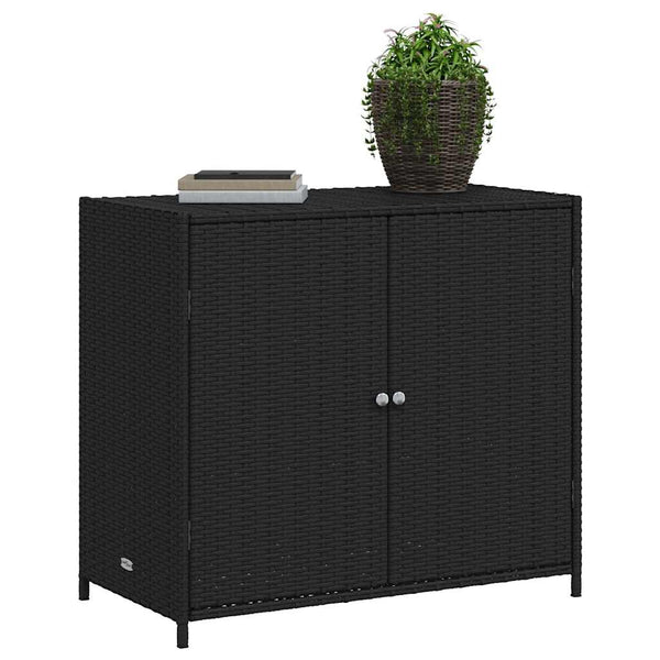 Gartenschrank Schwarz Poly Rattan 83x76cm
