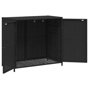 Gartenschrank Schwarz Poly Rattan 83x76cm