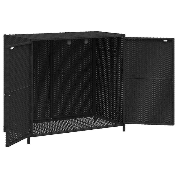 Gartenschrank Schwarz Poly Rattan 83x76cm