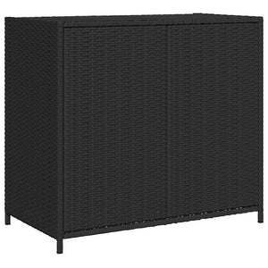 Gartenschrank Schwarz Poly Rattan 83x76cm