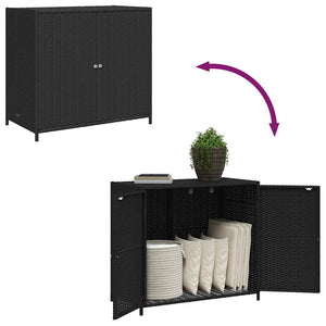 Gartenschrank Schwarz Poly Rattan 83x76cm