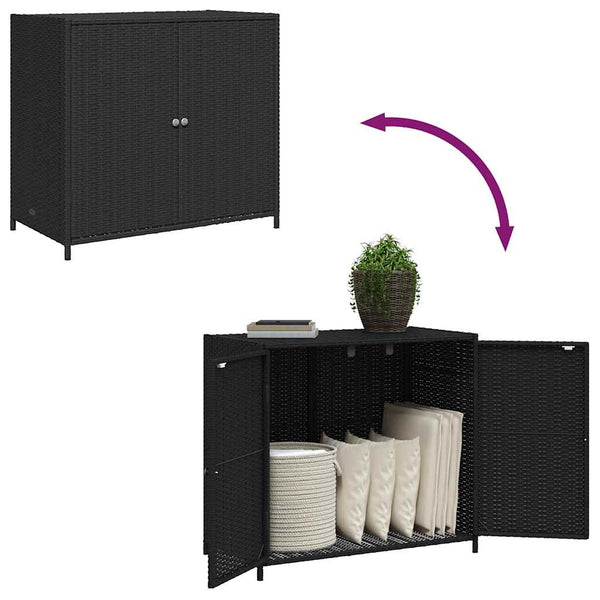 Gartenschrank Schwarz Poly Rattan 83x76cm