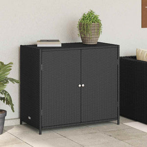 Gartenschrank Schwarz Poly Rattan 83x76cm
