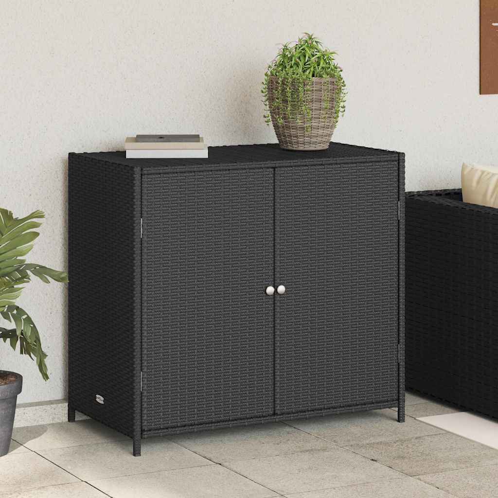 Gartenschrank Schwarz Poly Rattan 83x76cm