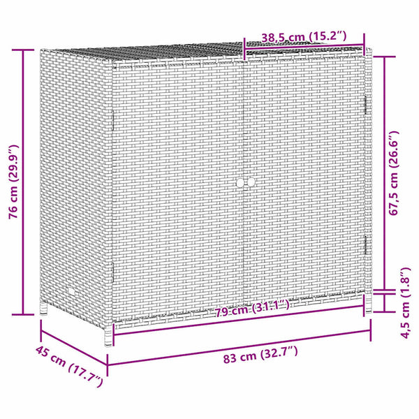 Gartenschrank Braun Poly Rattan 83x45x76 cm