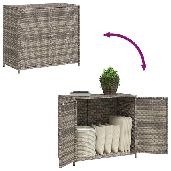 Gartenschrank Grau Poly Rattan 83x45x76cm