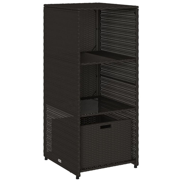 Gartenschrank Schwarz Poly Rattan 50x55x115cm