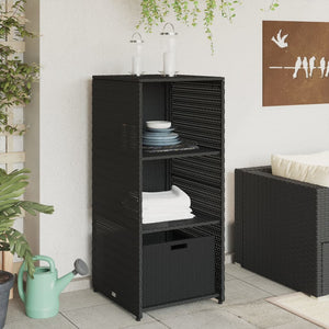 Gartenschrank Schwarz Poly Rattan 50x55x115cm