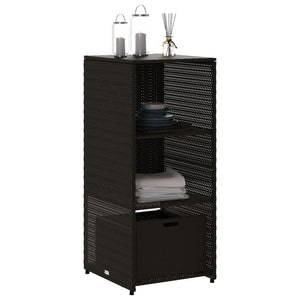 Gartenschrank Schwarz Poly Rattan 50x55x115cm