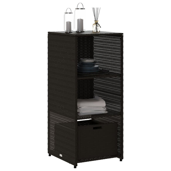 Gartenschrank Schwarz Poly Rattan 50x55x115cm
