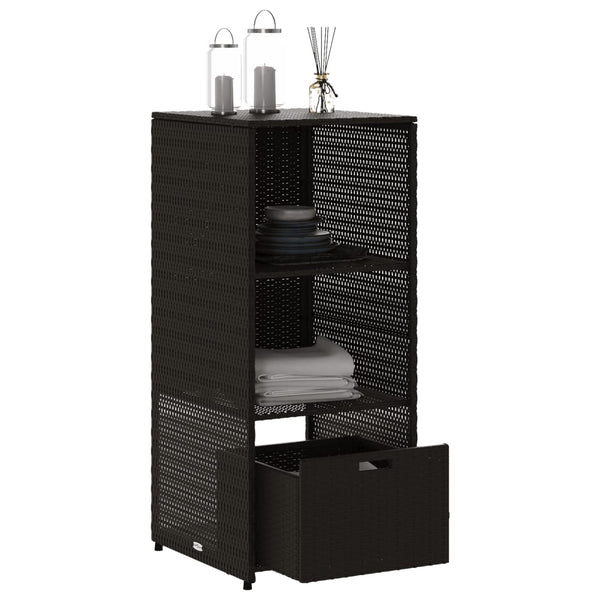Gartenschrank Schwarz Poly Rattan 50x55x115cm
