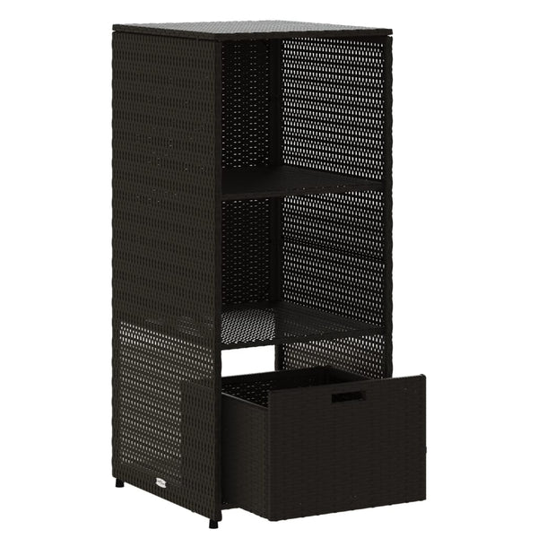 Gartenschrank Schwarz Poly Rattan 50x55x115cm