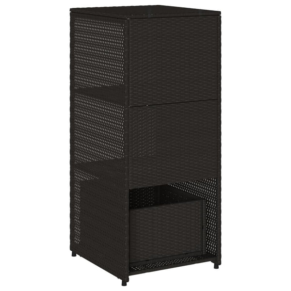 Gartenschrank Schwarz Poly Rattan 50x55x115cm