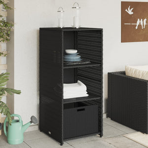 Gartenschrank Schwarz Poly Rattan 50x55x115cm