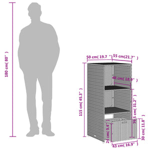 Gartenschrank Braun Poly Rattan 50x55x115cm