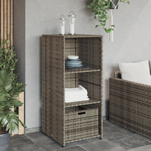Grauer Gartenschrank Poly Rattan 50x55x115cm