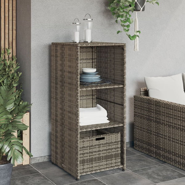 Grauer Gartenschrank Poly Rattan 50x55x115cm
